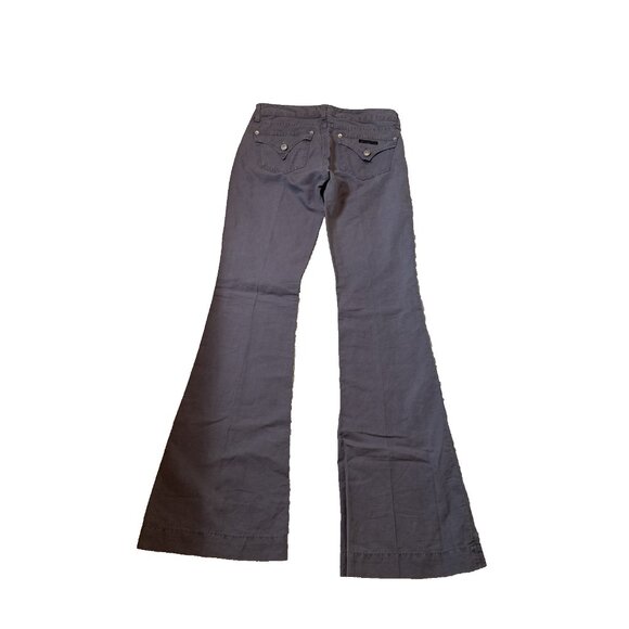 Hudson Jeans Women size27 Grey Flare Rise 8 Linen wide leg Ferris Flap 35 inseam - Picture 2 of 11